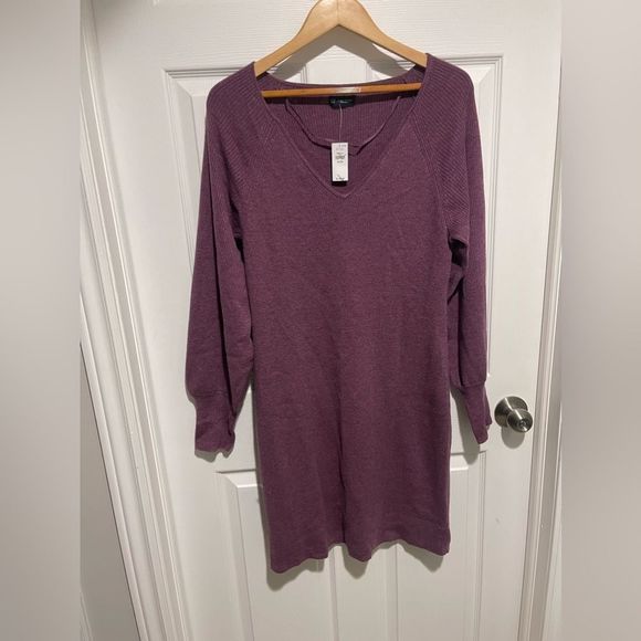 Gap midis purple sweater dress new with tags womens xl Merino Wool-Blend spring - Picture 4 of 6